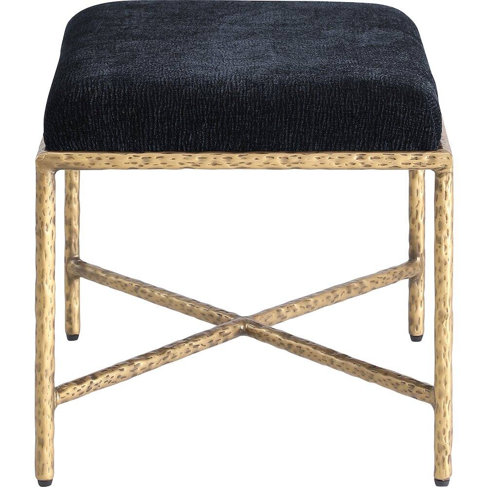 Alt View 3. Meridian Furniture - Valley Black Chenille Fabric Bench - Black.