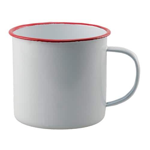 BreeBe - *Red Rim Enamel Soup Mug - White