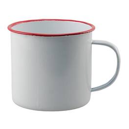BreeBe - *Red Rim Enamel Soup Mug - White