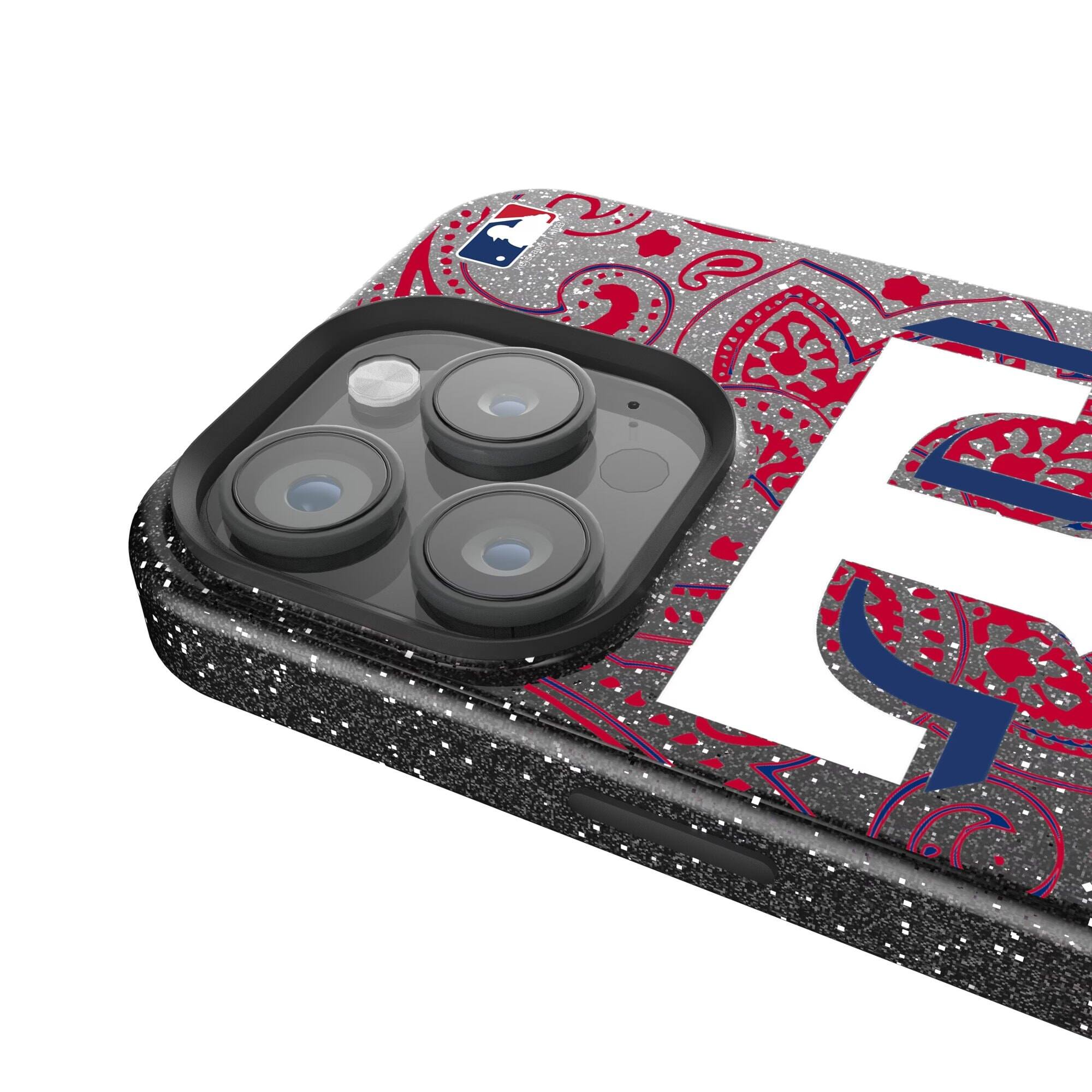 Alt View 3. Keyscaper - Texas Rangers Paisley Bling iPhone Case - 14 Pro Max - Black.