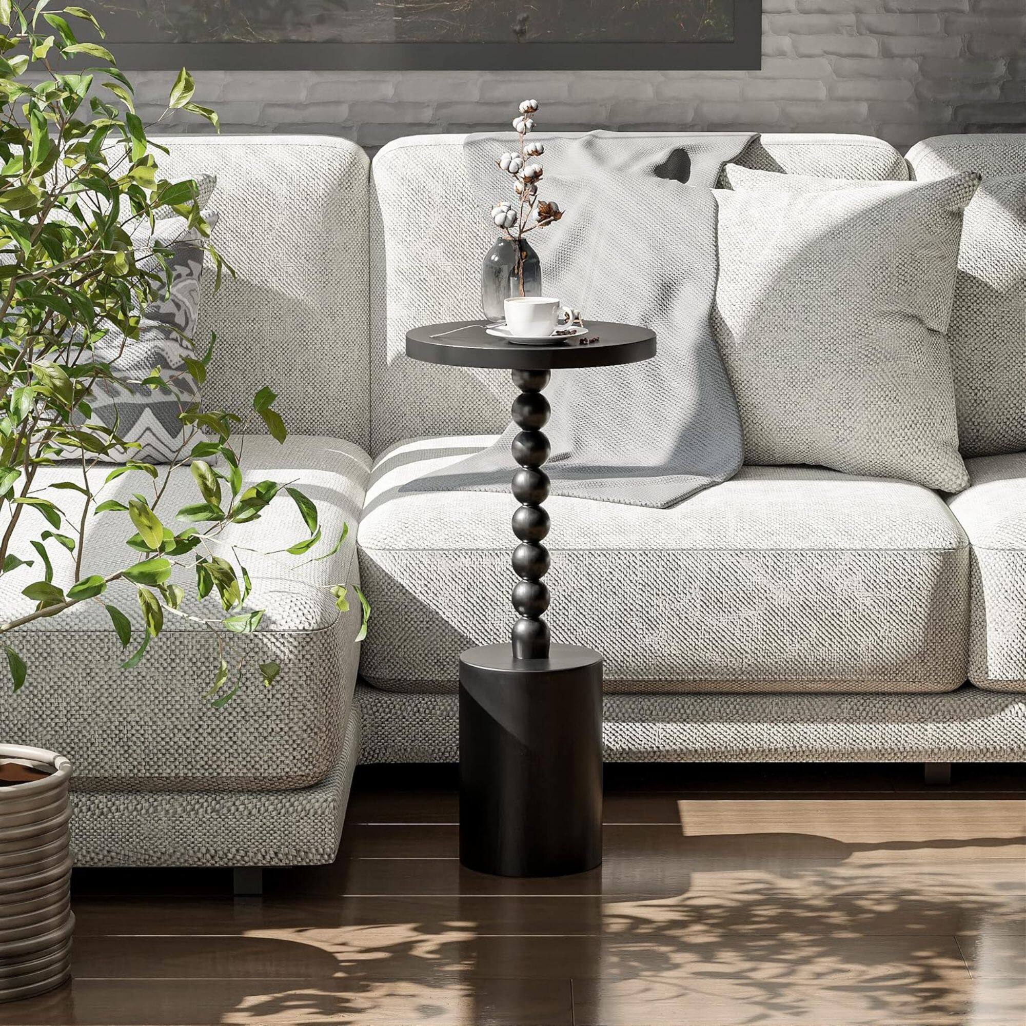 Alt View 8. COZAYH - COZAYH Farmhouse Round Pedestal Martini Table for Living Rooms & Bedrooms, Black - Black.