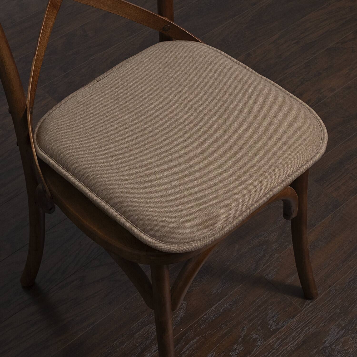 Left. Sweet Home Collection - Charlotte Jacquard Memory Foam No Slip Back 16" x 16" Chair Pad Cushion, 6-Pack - Taupe.