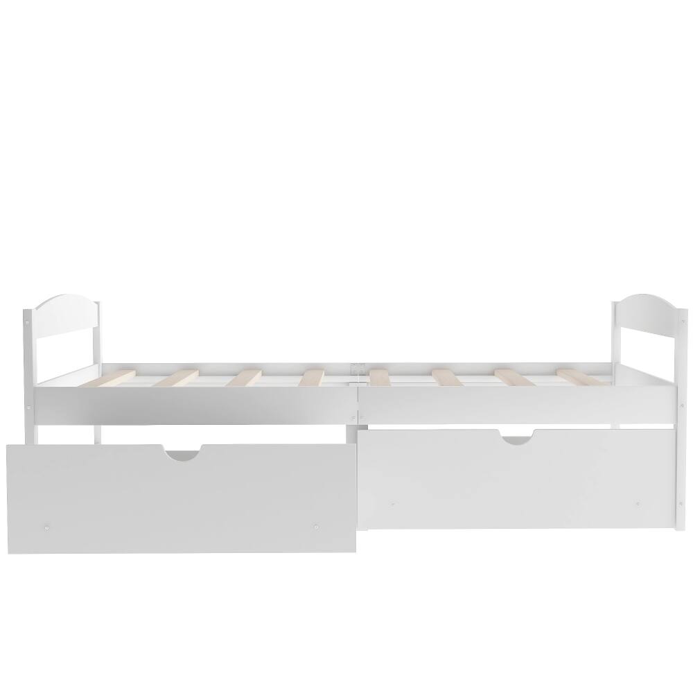 Alt View 10. Loheer - Loheer Twin Platform Bed White Pine Wood with 2 Storage Drawers - White.