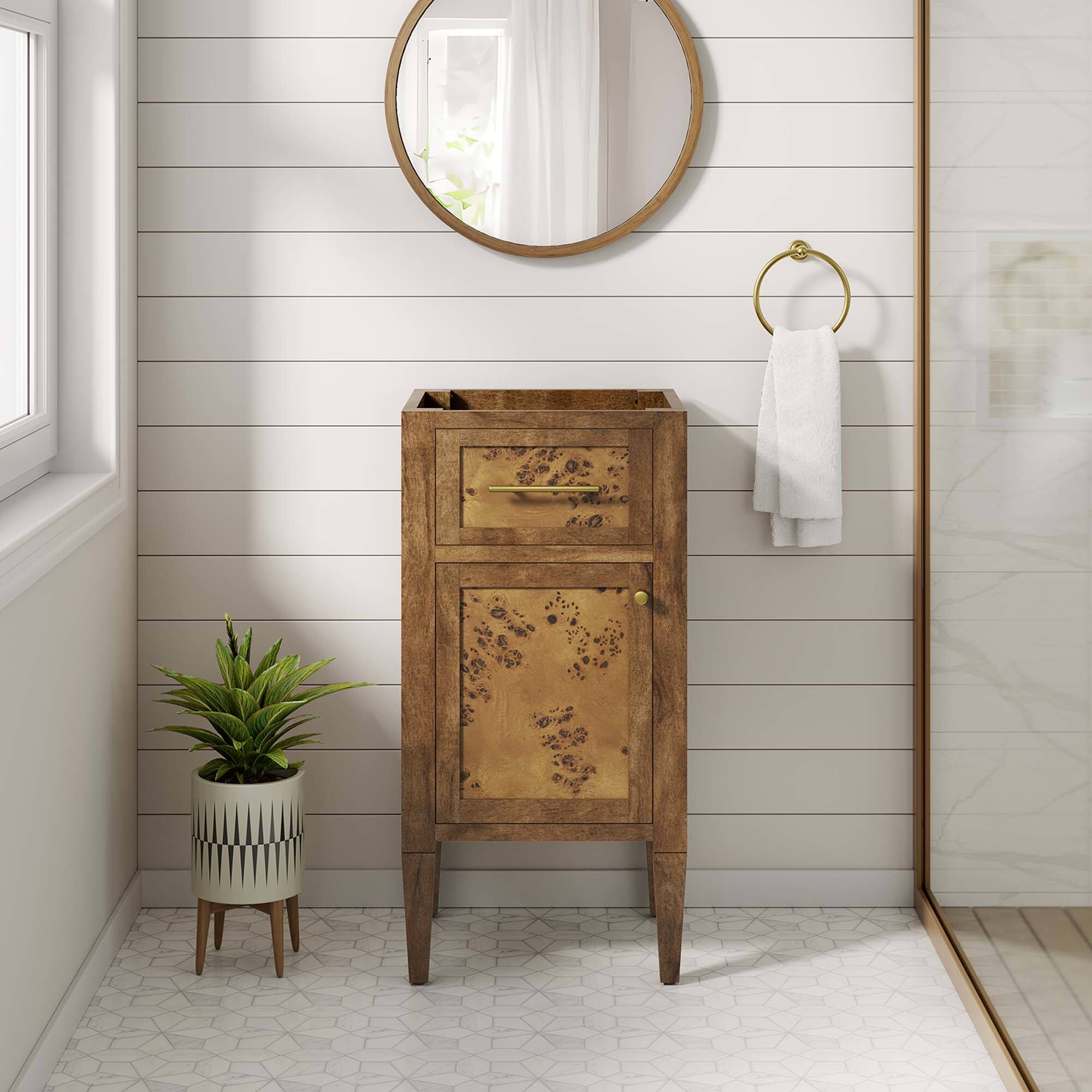 Alt View 6. Modway - Elysian 18" Wood Bathroom Vanity Cabinet (Sink Basin Not Included) - Brown.