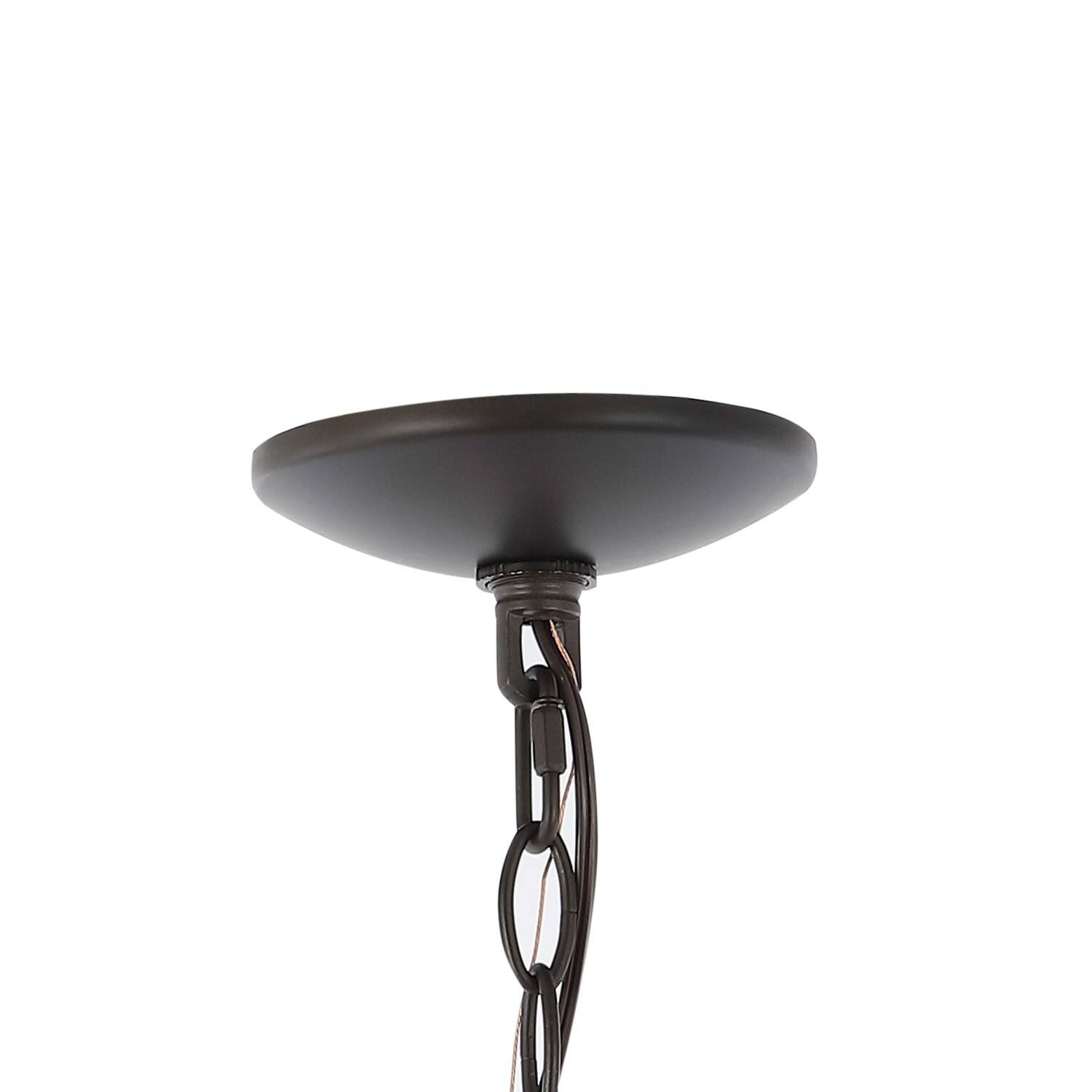 Alt View 4. Jonathan Y - Abril 12.5" 1-Light Rustic Bohemian Iron/Wood Bead LED Pendant, Oil Rubbed Bronze/Brown - Oil Rubbed Bronze/Light Brown.