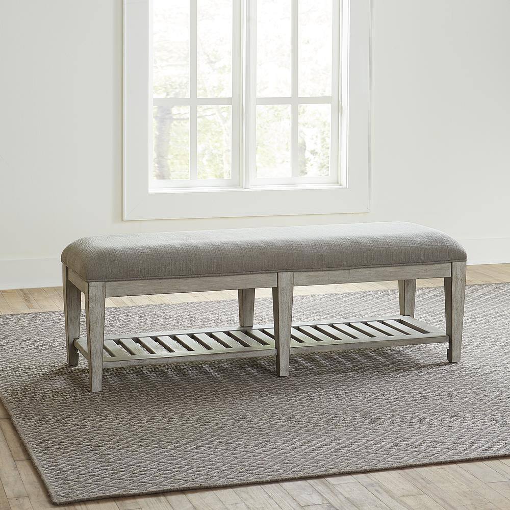 Alt View 2. Liberty Furniture Industries - Heartland Bed Bench in Antique White w/ Tobacco Top - White.