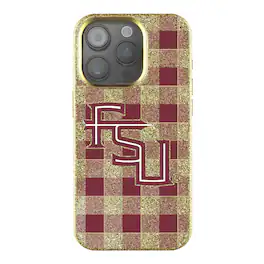 Keyscaper - NCAA - Florida State Seminoles Plaid Bling iPhone Case - 15 - Gold