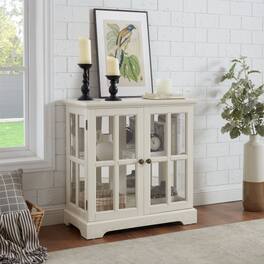 LUCKY ONE - Freestanding LED Curio Display Cabinet with Adjustable Shelves Retro Bookcase Storage for Home Decor - White