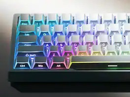 Womier - Shine Through Keycaps, PBT Keycap Cherry Profile Custom Keys Set for Cherry Gateron MX Switches Mechanical Keyboard - White-122 Keys