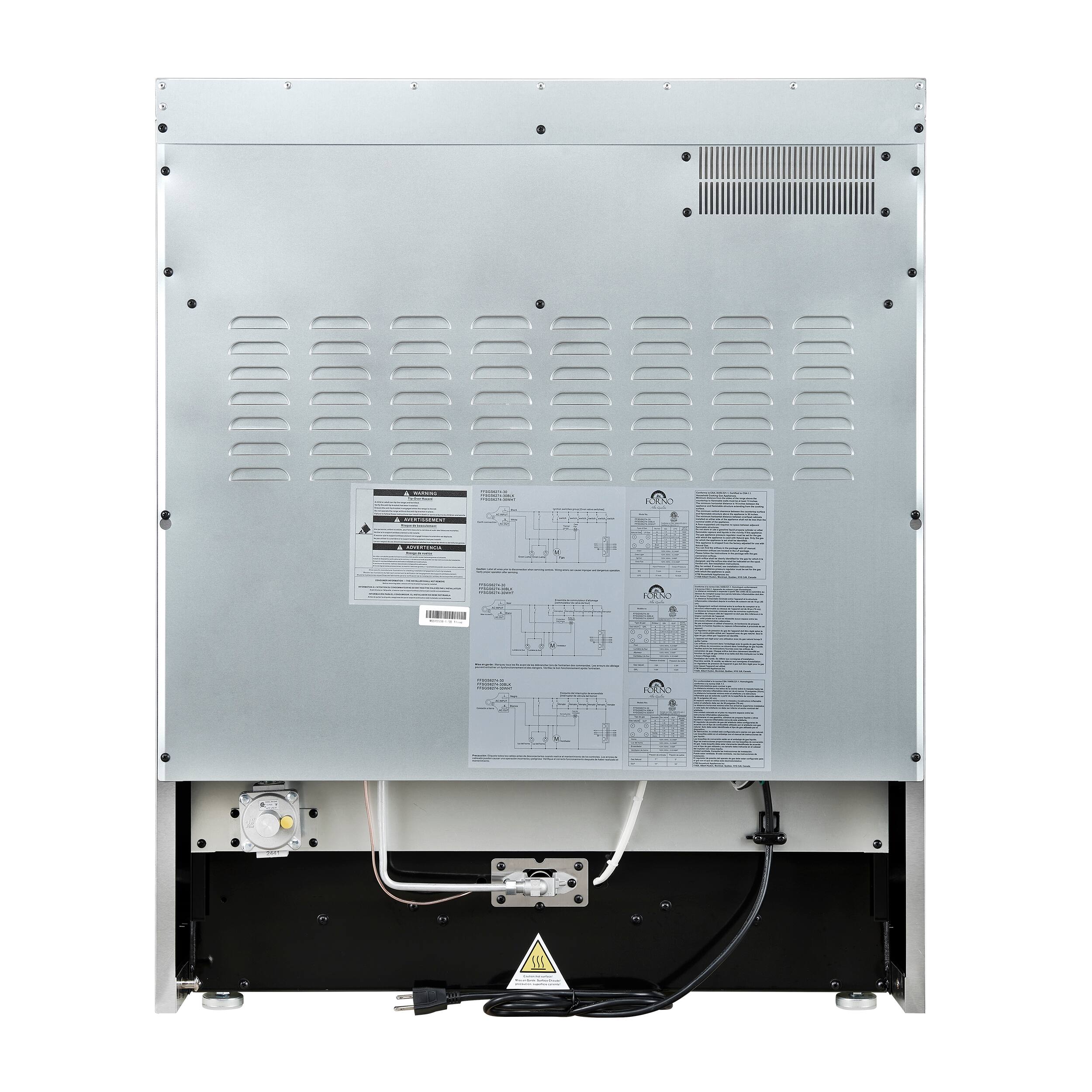 Back. Forno Appliances - Giovanni 4.32 Cu. Ft. Freestanding Gas Convection Range - Black.