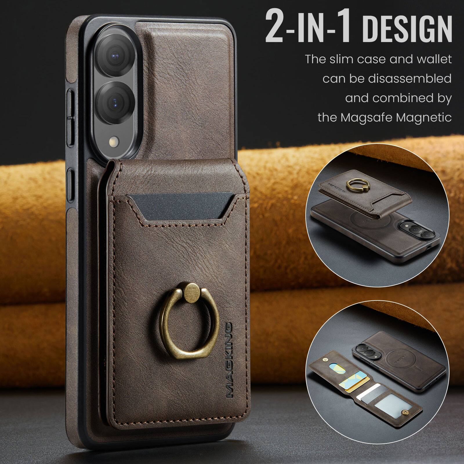 2-IN-1 DESIGN  
The slim case and wallet can be disassembled and combined by the Magsafe Magnetic