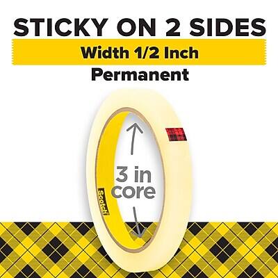 STICKY ON 2 SIDES  
Width 1/2 Inch  
Permanent  
3 in core  
Scotch