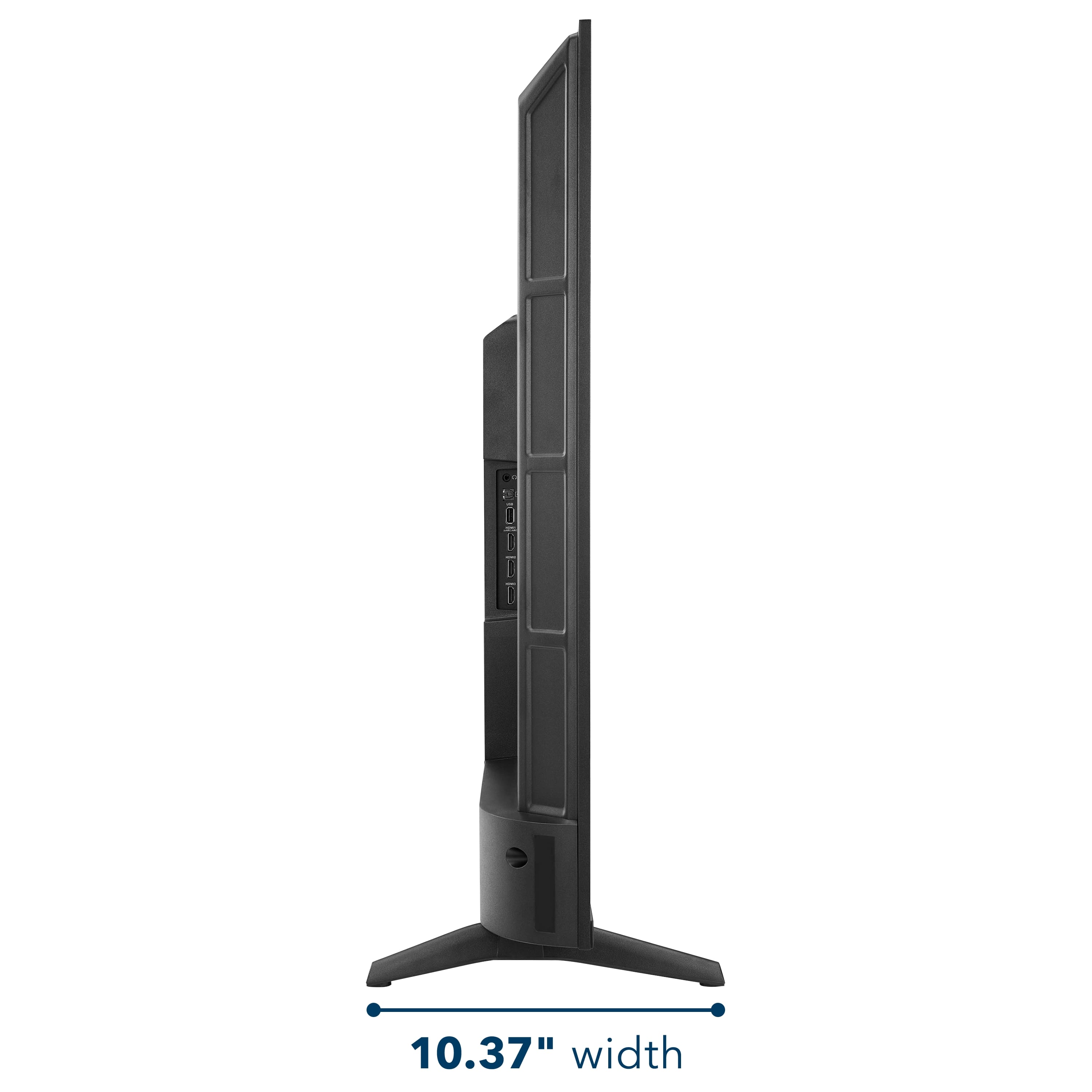 The image shows a large black television set that is 10.37 inches wide.