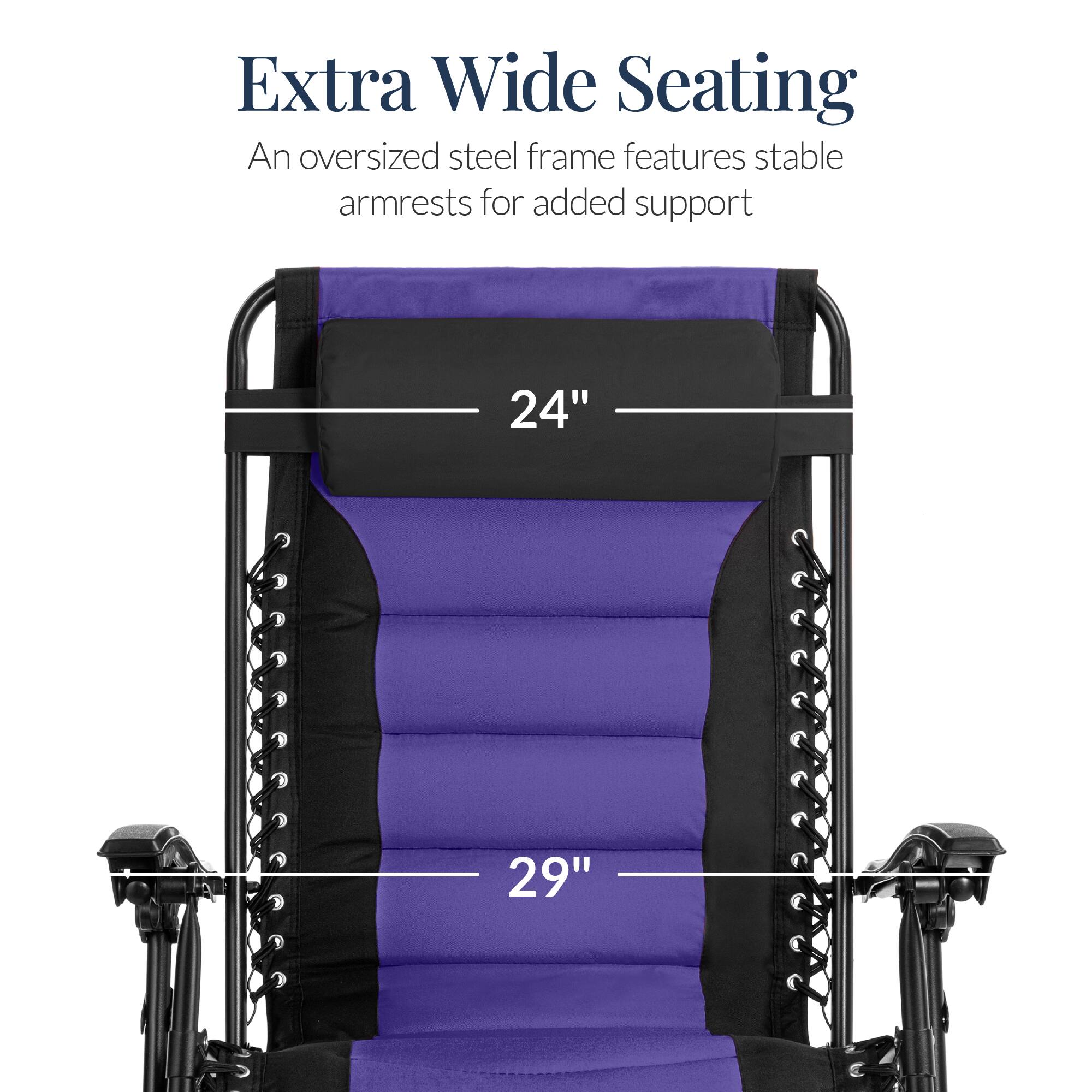 Extra Wide Seating

An oversized steel frame features stable armrests for added support

24"

29"