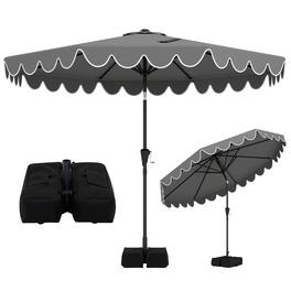Gymax - 10 FT Outdoor Umbrella w/ Weighted Base Sandbags Push Button Tilt & Crank Patio - Gray