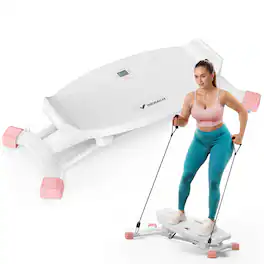 MERACH - Slide Steppers for Exercise at Home Stair Stepper with Resistance Bands - White