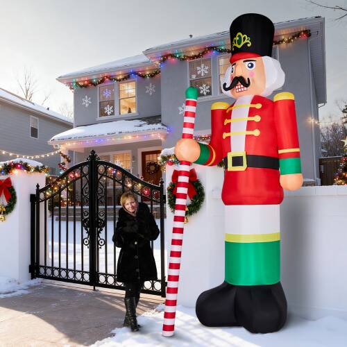 Alt View 7. Winado - 12FT Christmas Inflatable Giant Soldier Blow Up with Built-in Lights for Holiday Party Front Lawn Garden Yard Decoration - Multicolor.
