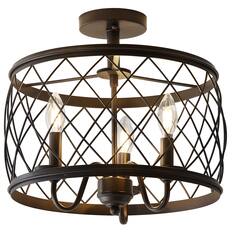 Front. Jonathan Y - Eleanor 15" 3-Light Metal LED Semi Flush Mount Ceiling Light, Oil Rubbed Bronze - Oil Rubbed Bronze.