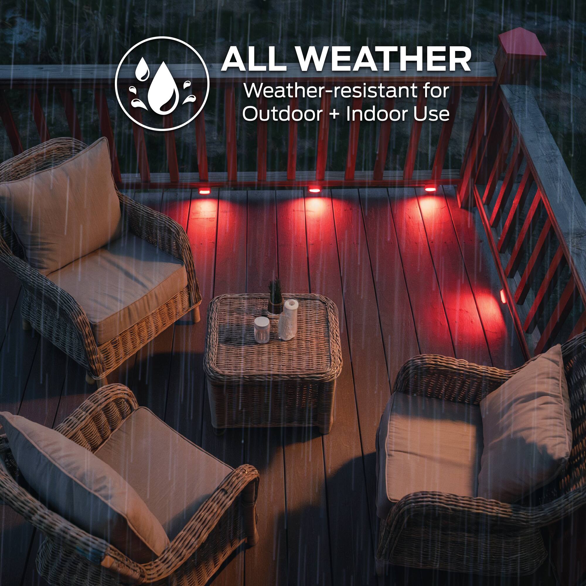 ALL WEATHER  
Weather-resistant for Outdoor + Indoor Use