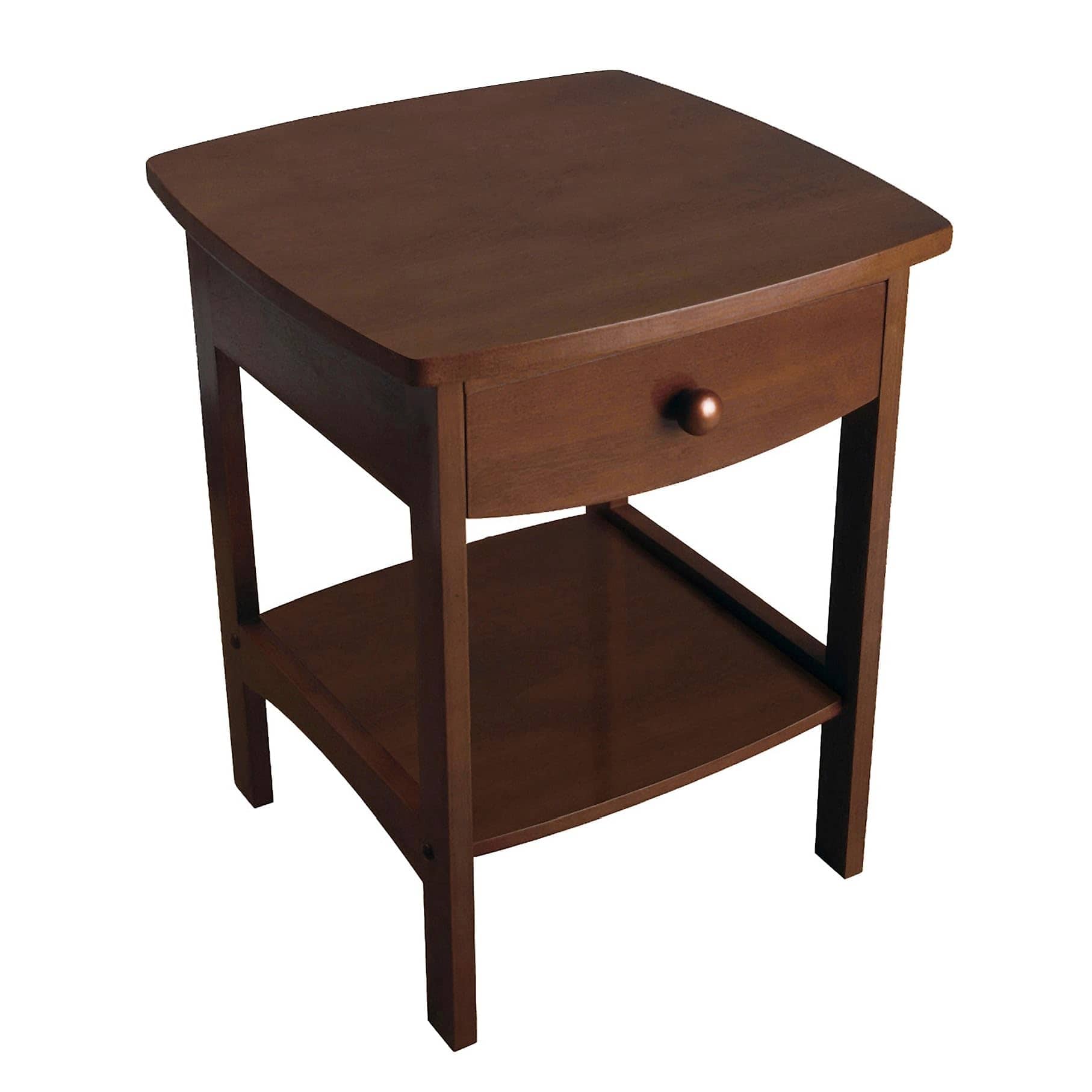 Empire DigiLabs - inch Wood Curved End Table night Stand With One Drawer 94918 - Brown