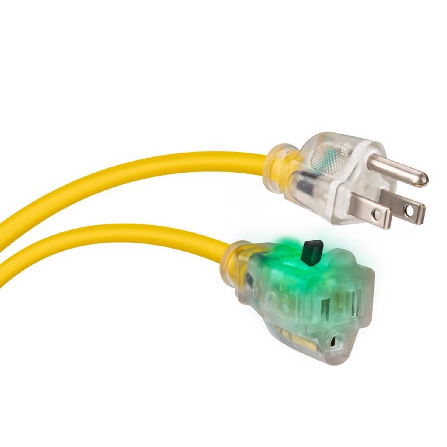 Angle. Monster - Monster Just Power It Up Outdoor 50 ft. L Yellow Extension Cord - Yellow.