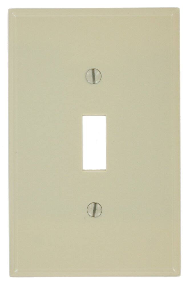 Front. Leviton - Leviton Ivory 1 gang Thermoset Plastic Toggle Wall Plate 1 pk (Case of 20) - Ivory.