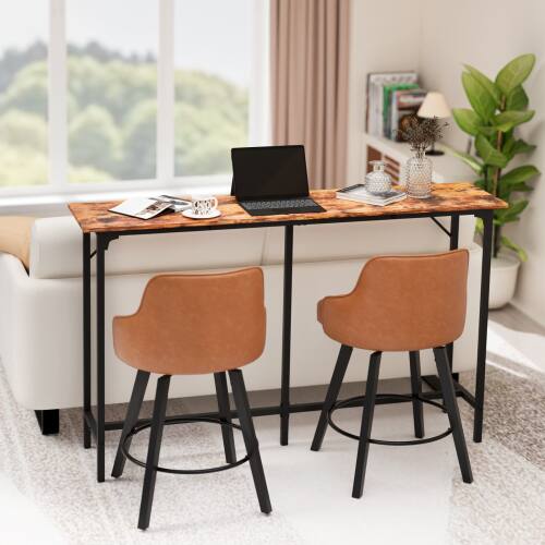 Alt View 3. Winado - 43"-71" Wooden Top Bar Long Counter Height Pub Table with Robust Metal Frame and Easy-Clean Surface Scratch for Bar - Brown-63"x39"x15".