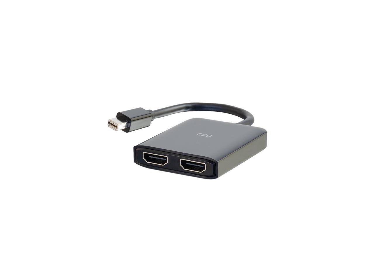Alt View 1. Cables to Go - C2G 54292 Mini DisplayPort to HDMI Monitor Splitter - 2 Port 4K HDMI MST Hub USB Powered.
