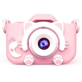 Cluzine - Kids Digital Camera, 1080P, 2" Screen, Built-in Games, USB Rechargeable, Pink Cat Design