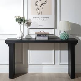 TinyHomie - 58in Modern Minimalist Wooden Console Table for Entryway Living Room and Hallway – Versatile Decorative Accent - Black
