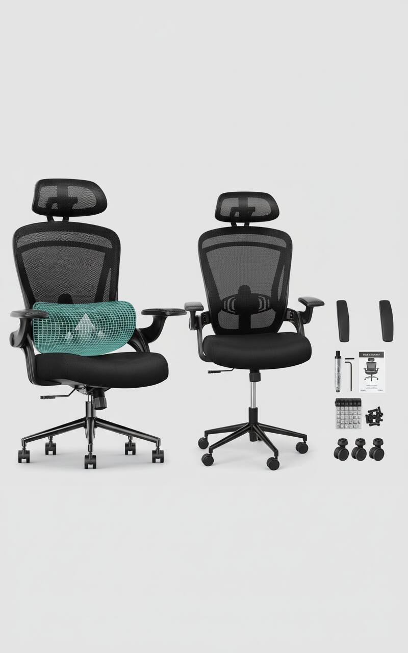 Alt View 1. AOITUN - Ergonomic Mesh Office Chair High Back - Comfortable Seating for Daily Use - Ideal for Dorm Room and Home Office - Black.