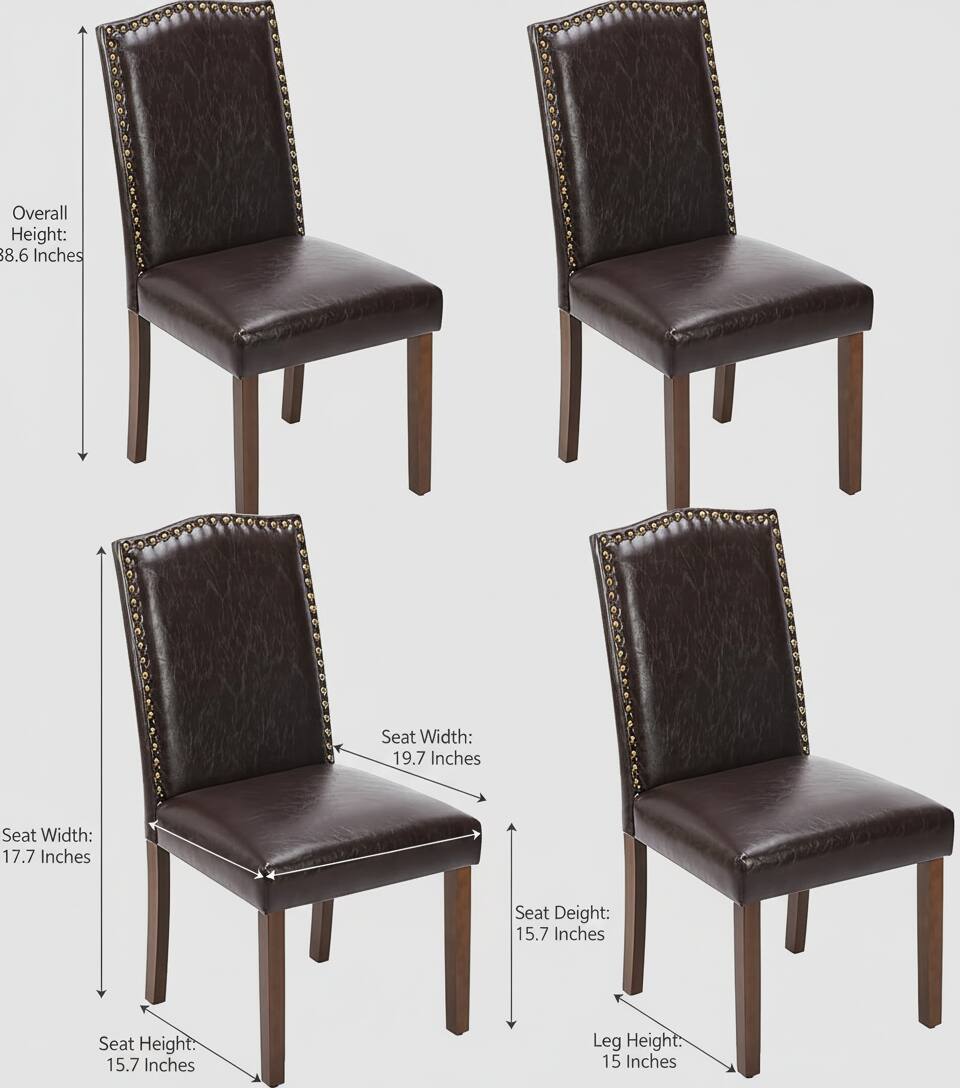 Overall Height: 38.6 Inches  
Seat Width: 19.7 Inches  
Seat Depth: 17.7 Inches  
Seat Height: 15.7 Inches  
Leg Height: 15 Inches