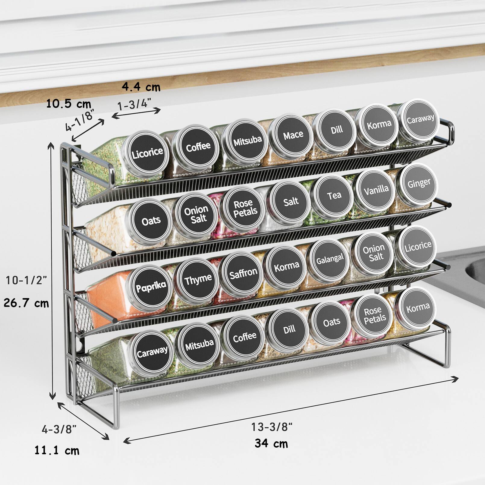 4.4 cm  
10.5 cm  
1-3/4"  
4-1/8"  
Licorice  
Coffee  
Mitsuba  
Mace  
Dill  
Korma  
Caraway  
10-1/2"  
26.7 cm  
Tea  
Rose  
Salt  
Onion Petals  
Oats  
Salt  
Korma  
Galangal  
Thyme  
Saffron  
Paprika  
Oats  
Dill  
Coffee  
Mitsuba  
Caraway  
Vanilla  
Ginger  
Onion  
Licorice  
Salt  
Rose  
Korma  
Petals  
4-3/8"  
11.1 cm  
13-3/8"  
34 cm