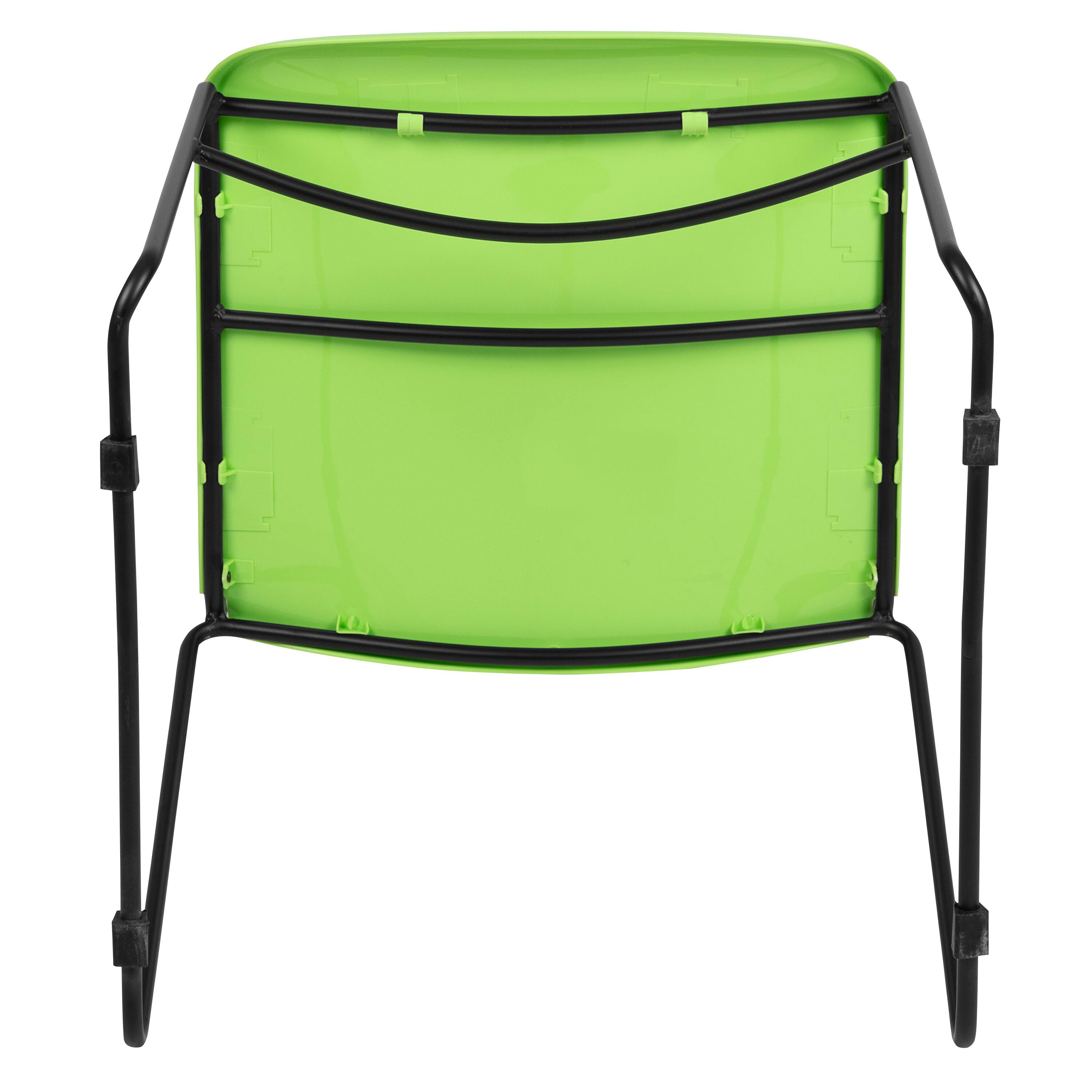 Alt View 9. Emma + Oliver - Ultra-Compact School Stack Chair - Office Guest Chair/Student Chair - Green Plastic/Black Frame.