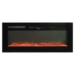 Boyel Living - 36 in. Wall Mounted Recessed Electric Fireplace with Logs and Crystals - Black