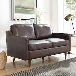 Impart Genuine Leather Loveseat by Modway - Brown