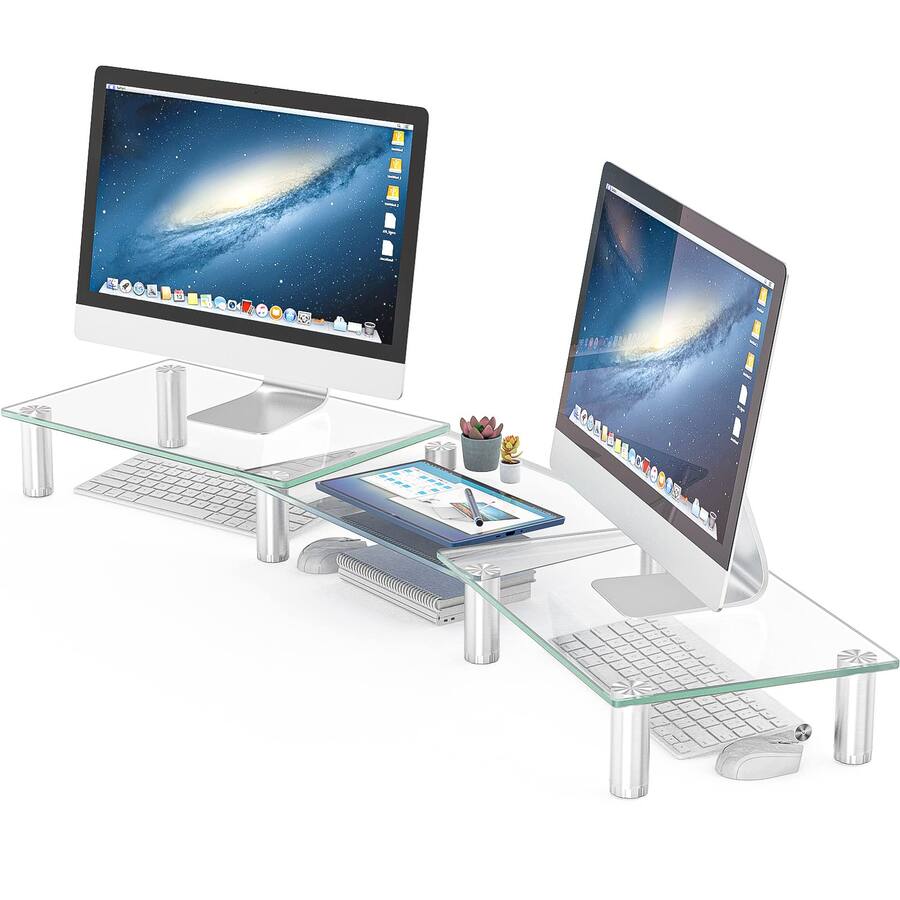 Refined Abode Design Dual Monitor Stand adjustable Length And Angle ...