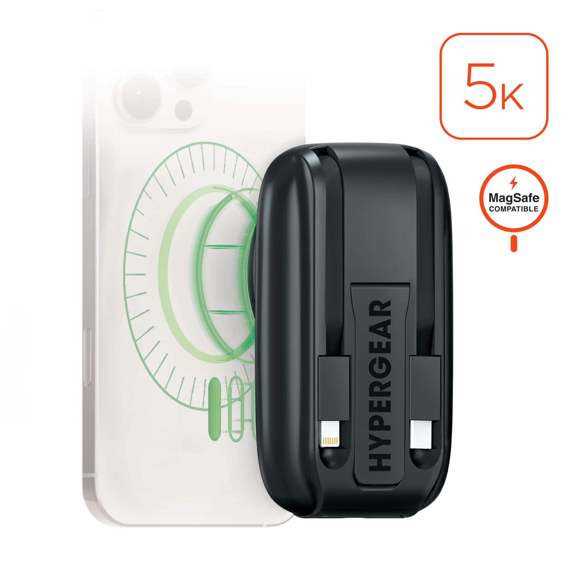 HyperGear - Mag Grip Go 5000mAh Wireless Power Bank - Black