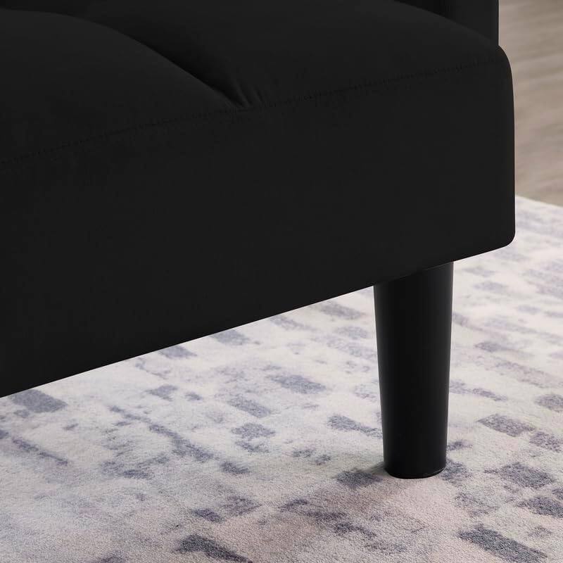 Alt View 8. Trinkets Crazed - Velvet Futon Couch Convertible Folding Sofa Bed Tufted Couch for Apartment  - black.