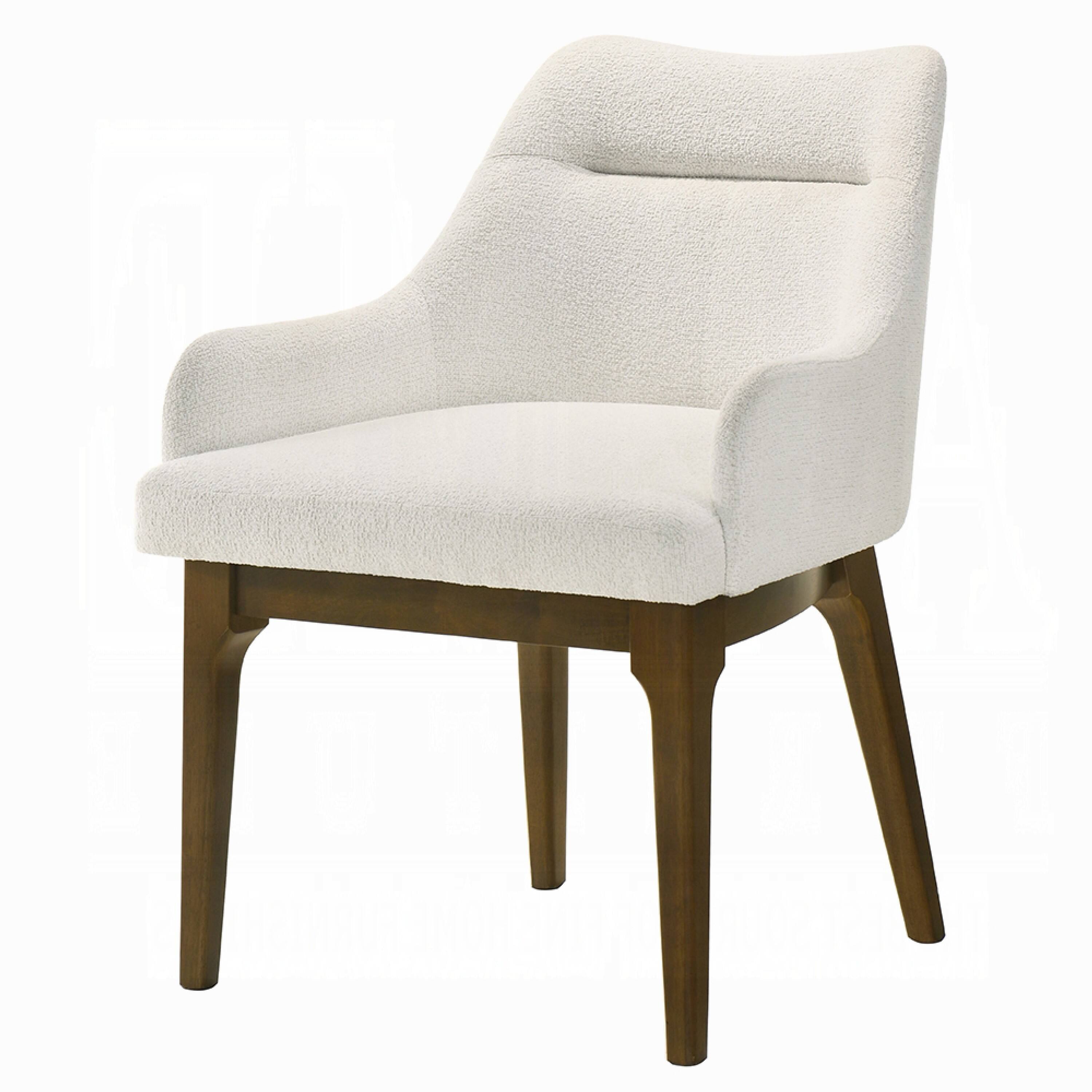 Alt View 4. Manhattan Lane - Pery Dining Side Chair Set of 2, White Chenille, Angled Oak Brown Legs - White, Oak Brown.