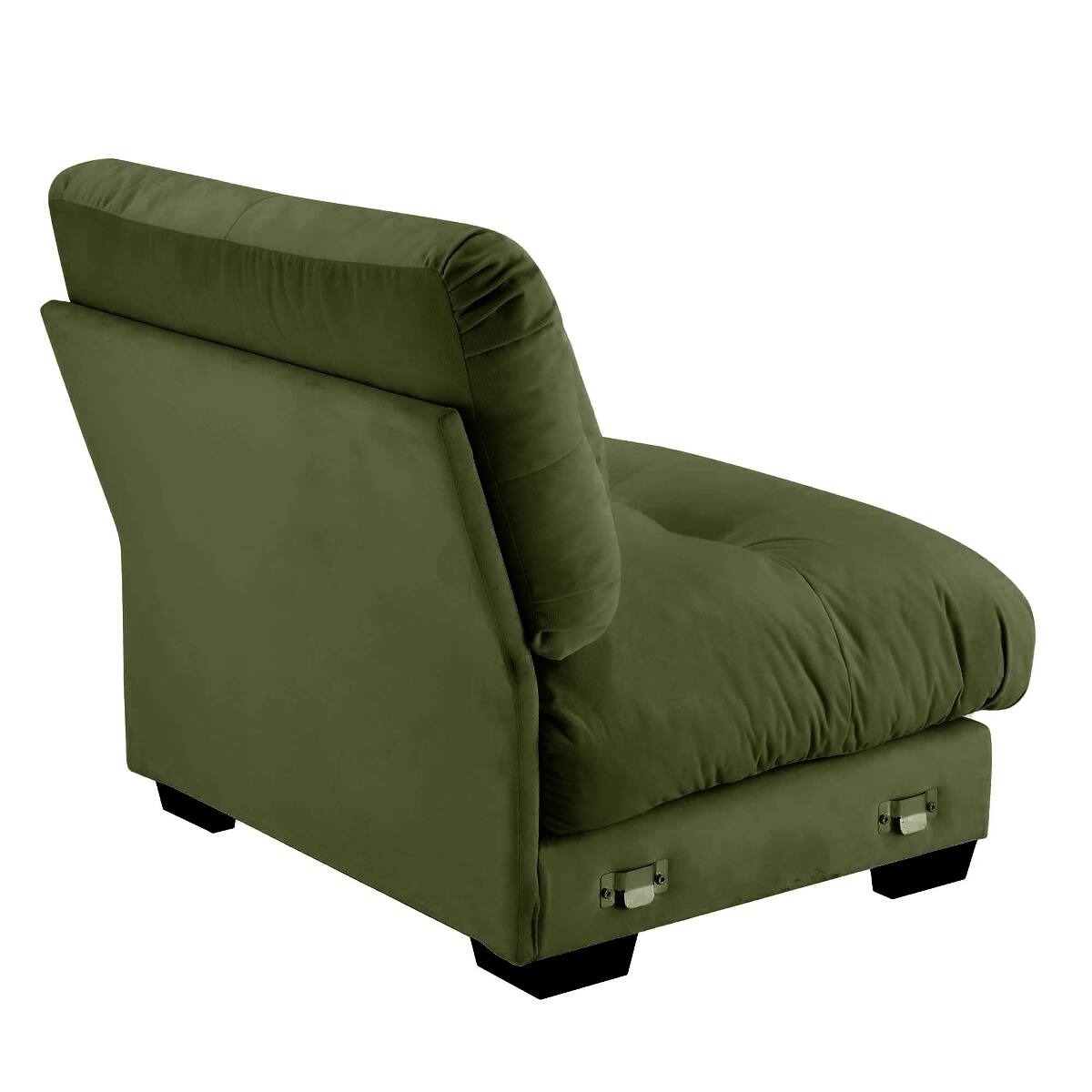 Left. Ropilly - Ropilly Olive Green Velvet Armless Sofa, Single Seat Accent Sofa with Pillow - Olive Green.