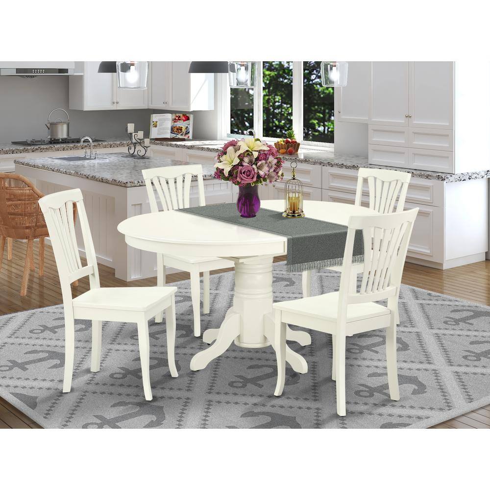 Left. East West Furniture - Dining Room Set Linen White - Brown.