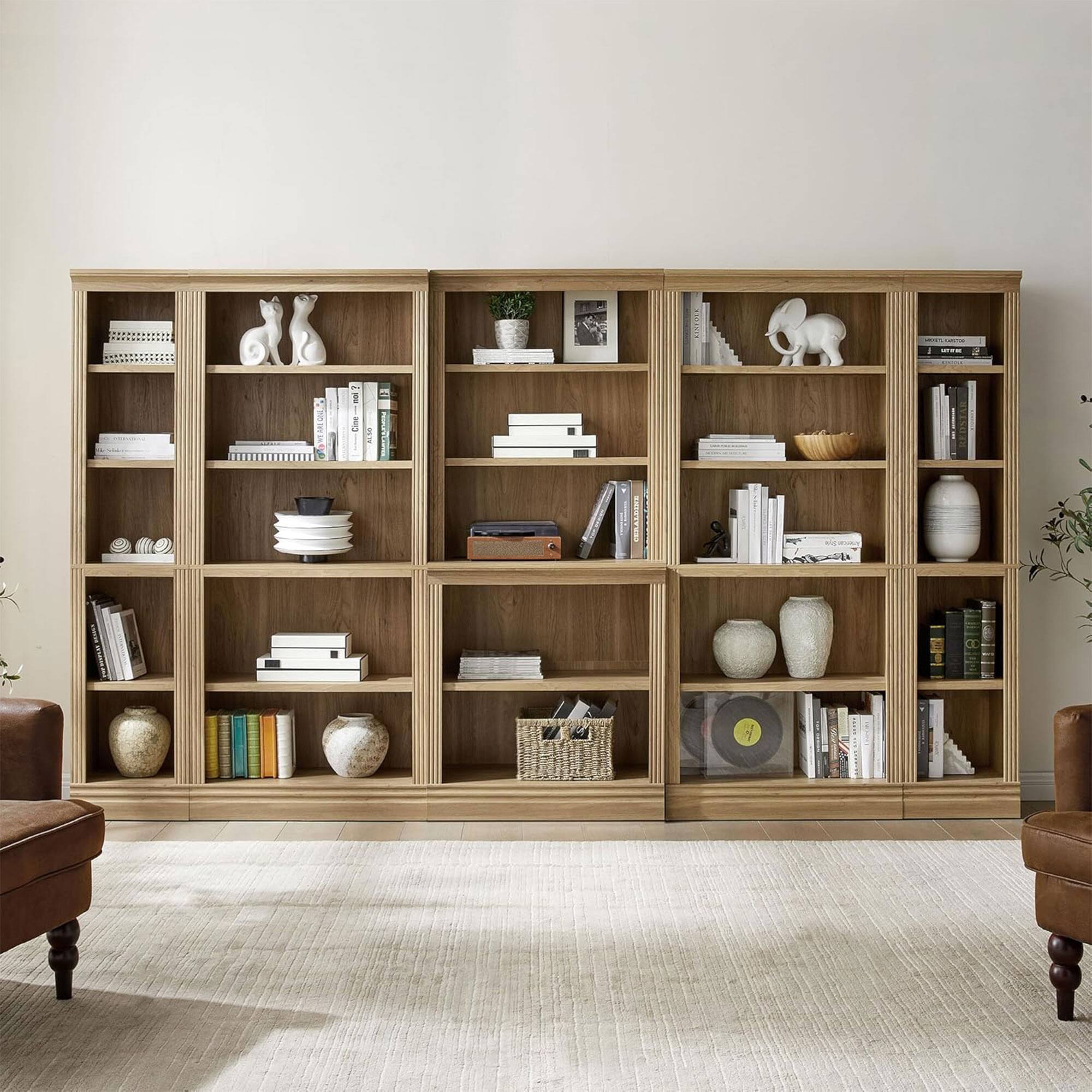 Alt View 4. VAUXHILL & CO. - VAUXHILL & CO. Halston Multi-Depth Bookcase, Adjustable Shelving Unit, Oak - Oak.