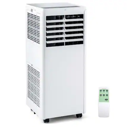 Front. Costway - 5000 BTU Portable Air Conditioner Cools up to 250 sq.ft with Dehumidifier and Fan Sleep Mode and 24H Timer - White.