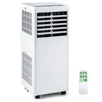 Costway 5000 BTU Portable Air Conditioner Cools up to 250 sq.ft with Dehumidifier and Fan Sleep Mode and 24H Timer - White