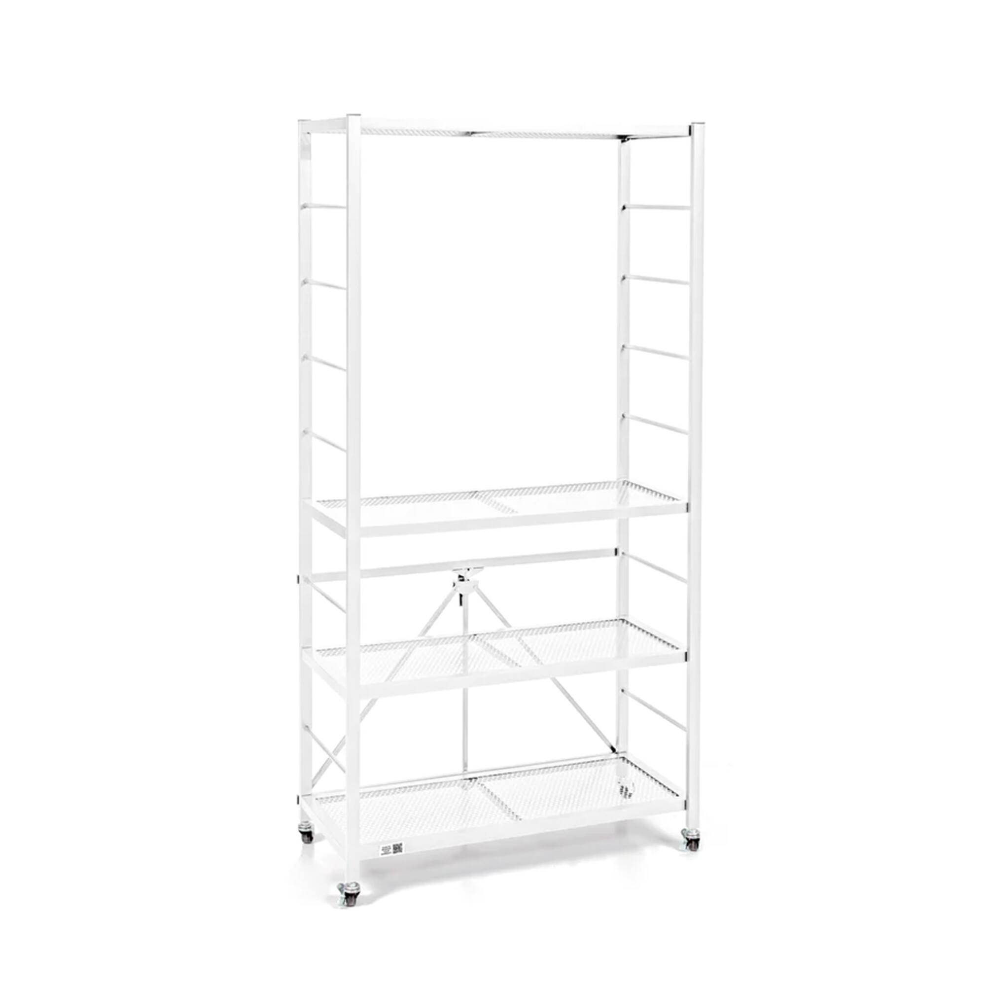 Front. Origami - Origami R2 Series Folding Steel Storage Rack with Adjustable Shelves, White - White.