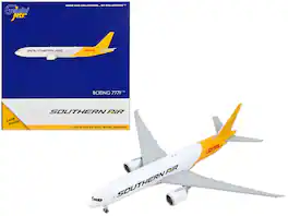 Boeing 777F Commercial Aircraft "Southern Air - DHL" 1/400 Diecast Model Airplane by GeminiJets - White and Yellow