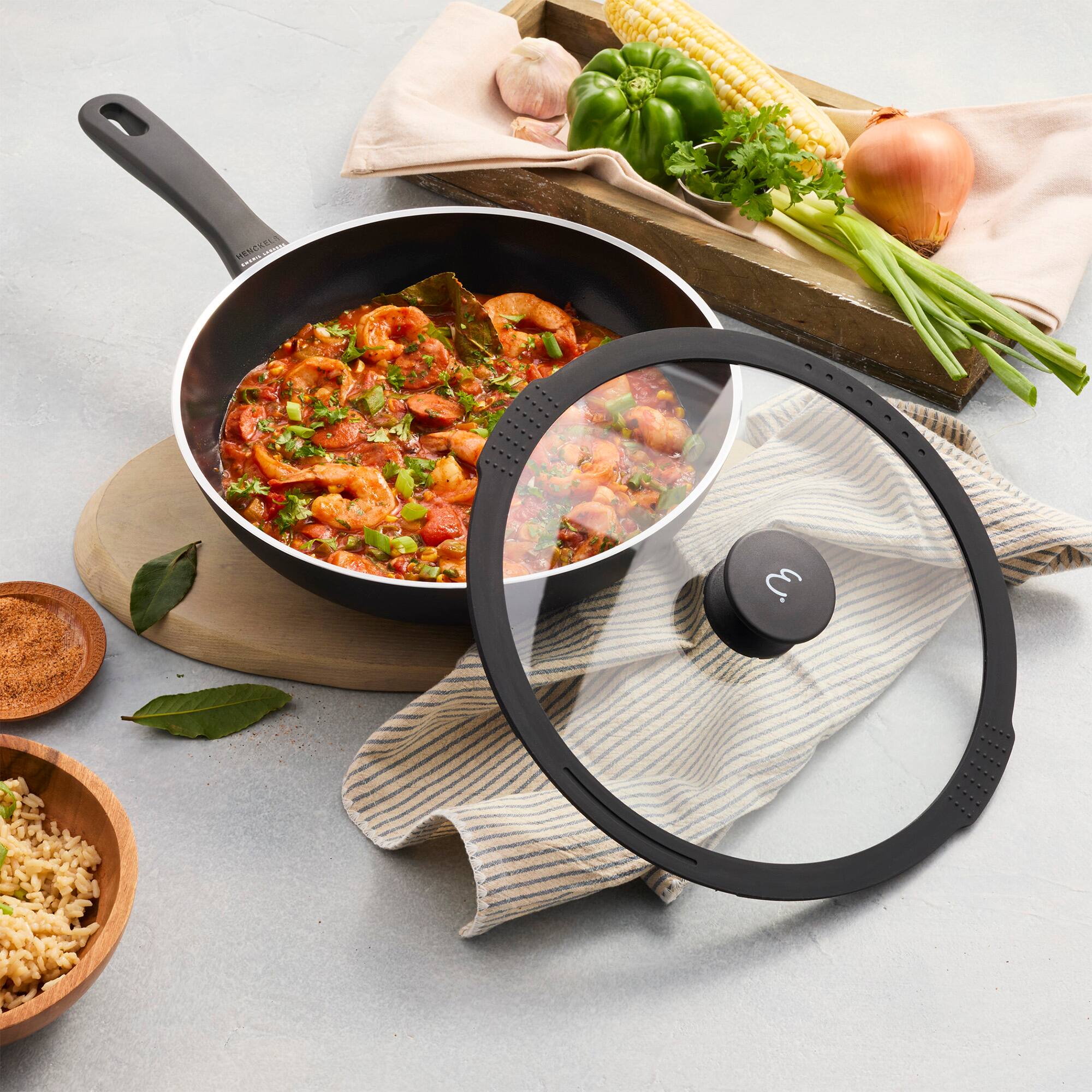 Alt View 1. Henckels - Henckels Nola 11-inch Aluminum Ceramic Nonstick Wok with Lid - Black.