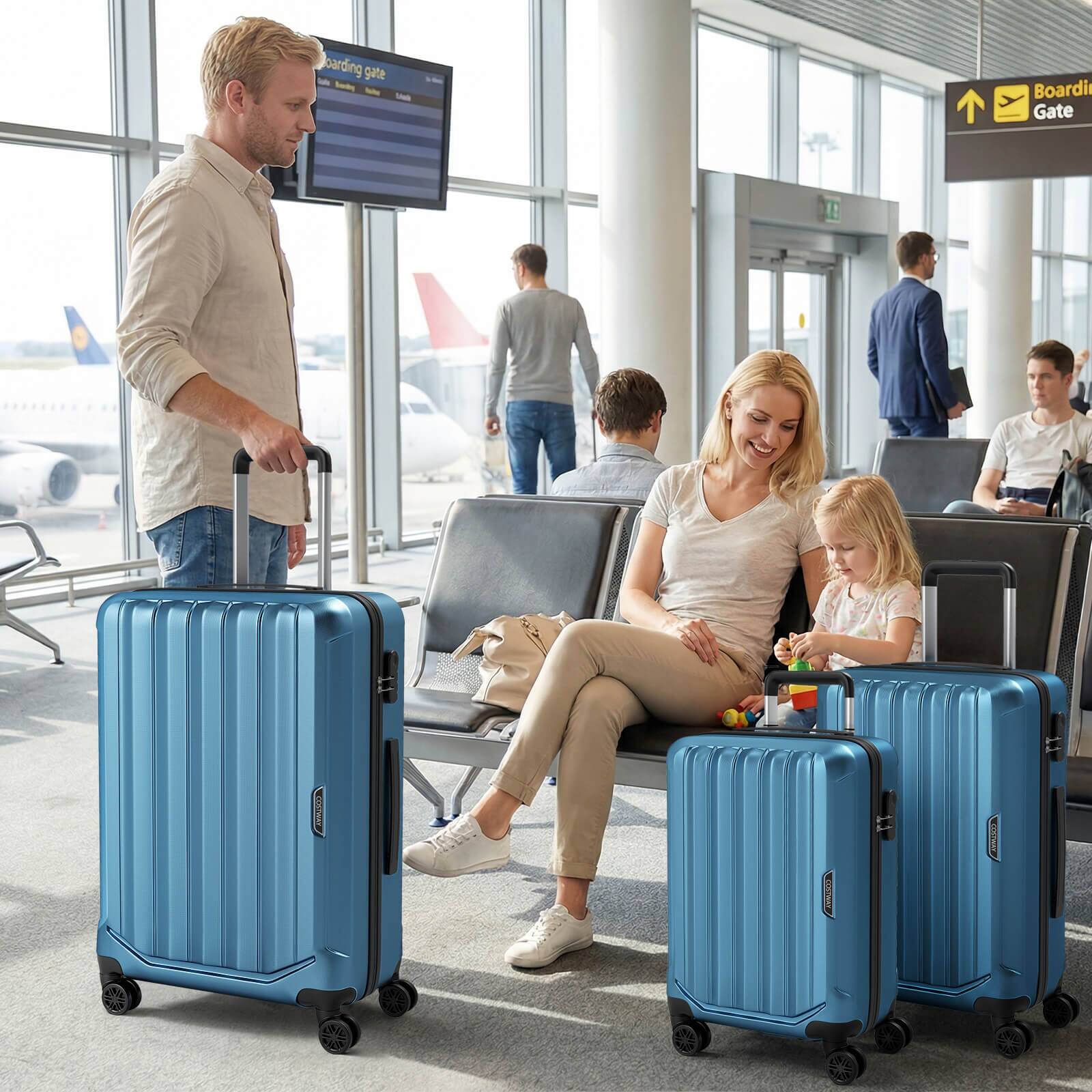 Costway 3 PCS Hardside Luggage Set (20/24/28 Inch) with 8 Spinner