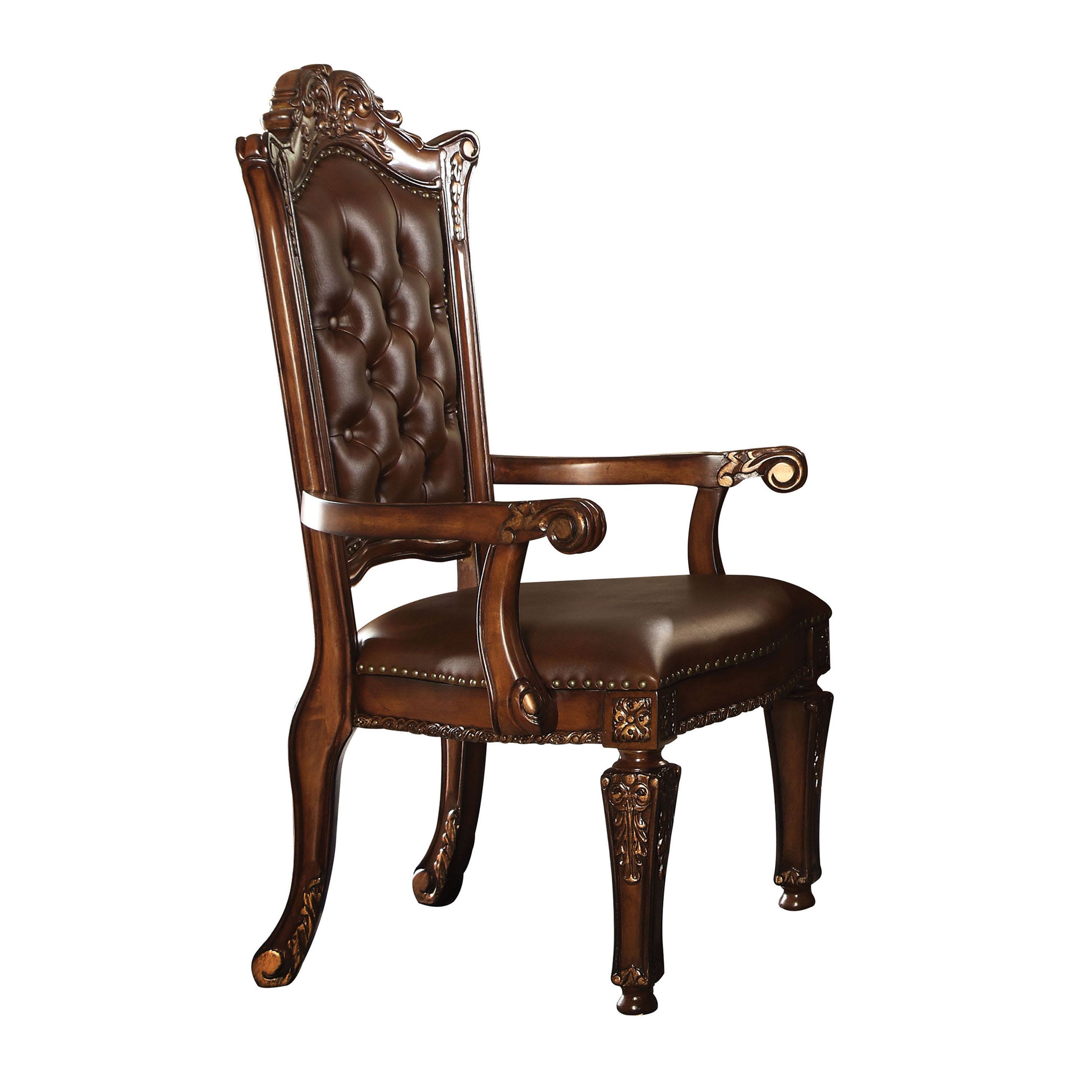 Front. Manhattan Lane - Leather Upholstered Arm Chair - Brown.